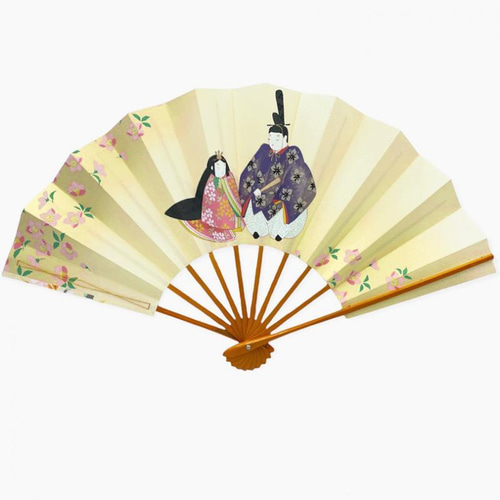 飾り扇子 ひな祭りお雛様/ 桜(9寸5分/ゴールド地)リバーシブル 出産