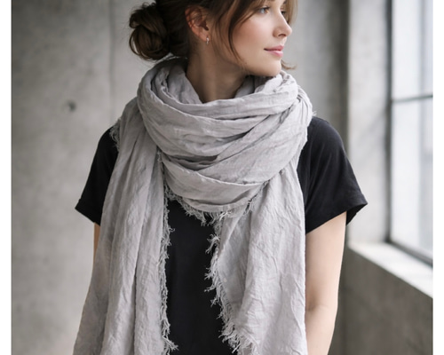 200cm】リネンの経年変化を楽しもう／ベルギーリネンストール