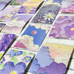 №9 月と花と空の油絵風シール(紫) 20枚入 2枚目の画像