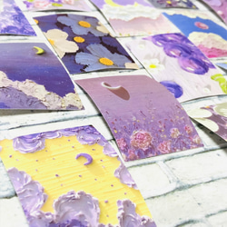 №9 月と花と空の油絵風シール(紫) 20枚入 3枚目の画像