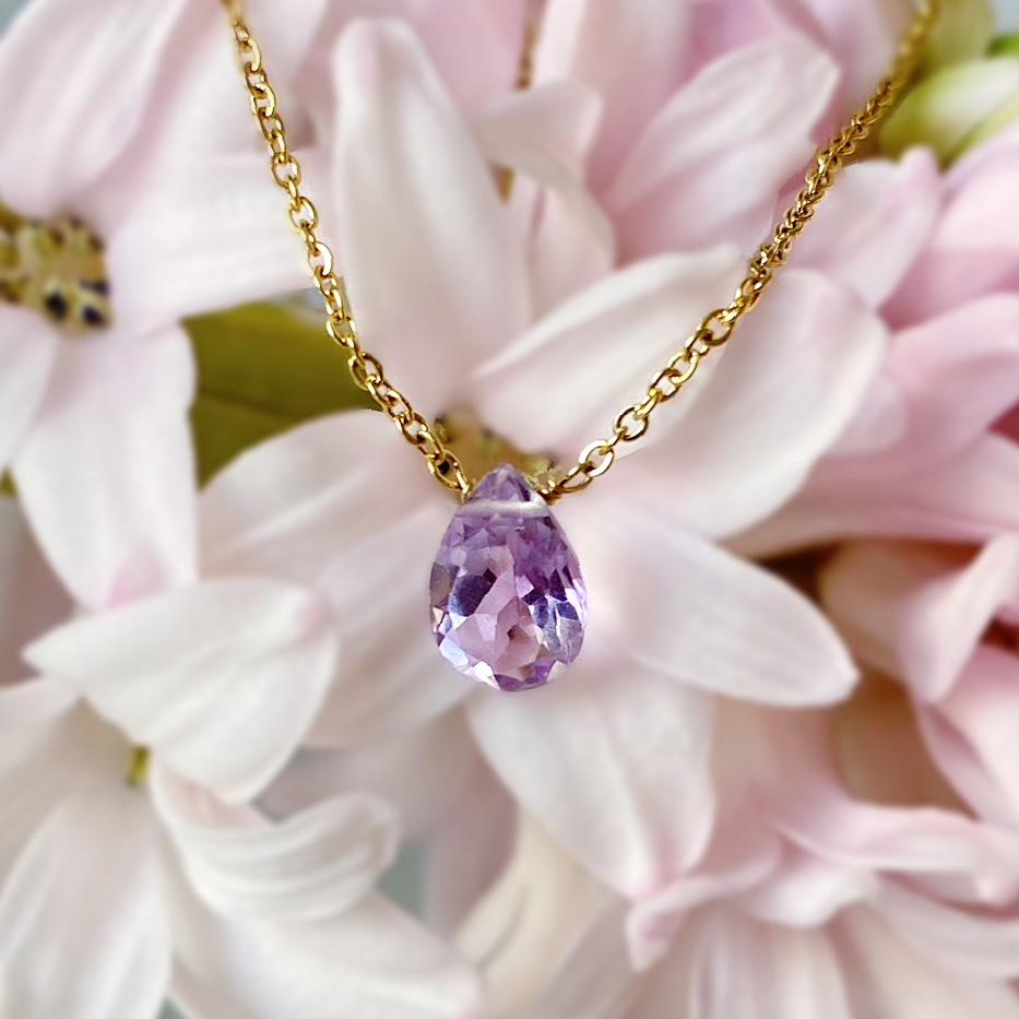 750YG アメジスト・ダイヤモンド ネックレス (花モチーフ) 品番n22-172