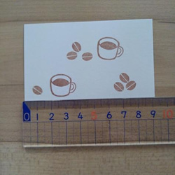 カフェ気分♪ホットコーヒーとコーヒー豆の消しゴムはんこ 2枚目の画像