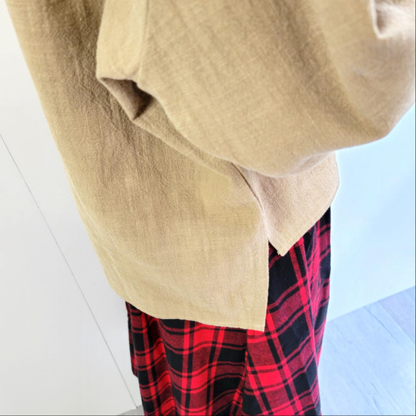 【即納】柔らか起毛コットン　タータンチェックのフレアスカート☆レッド 6枚目の画像