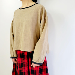 【即納】柔らか起毛コットン　タータンチェックのフレアスカート☆レッド 8枚目の画像