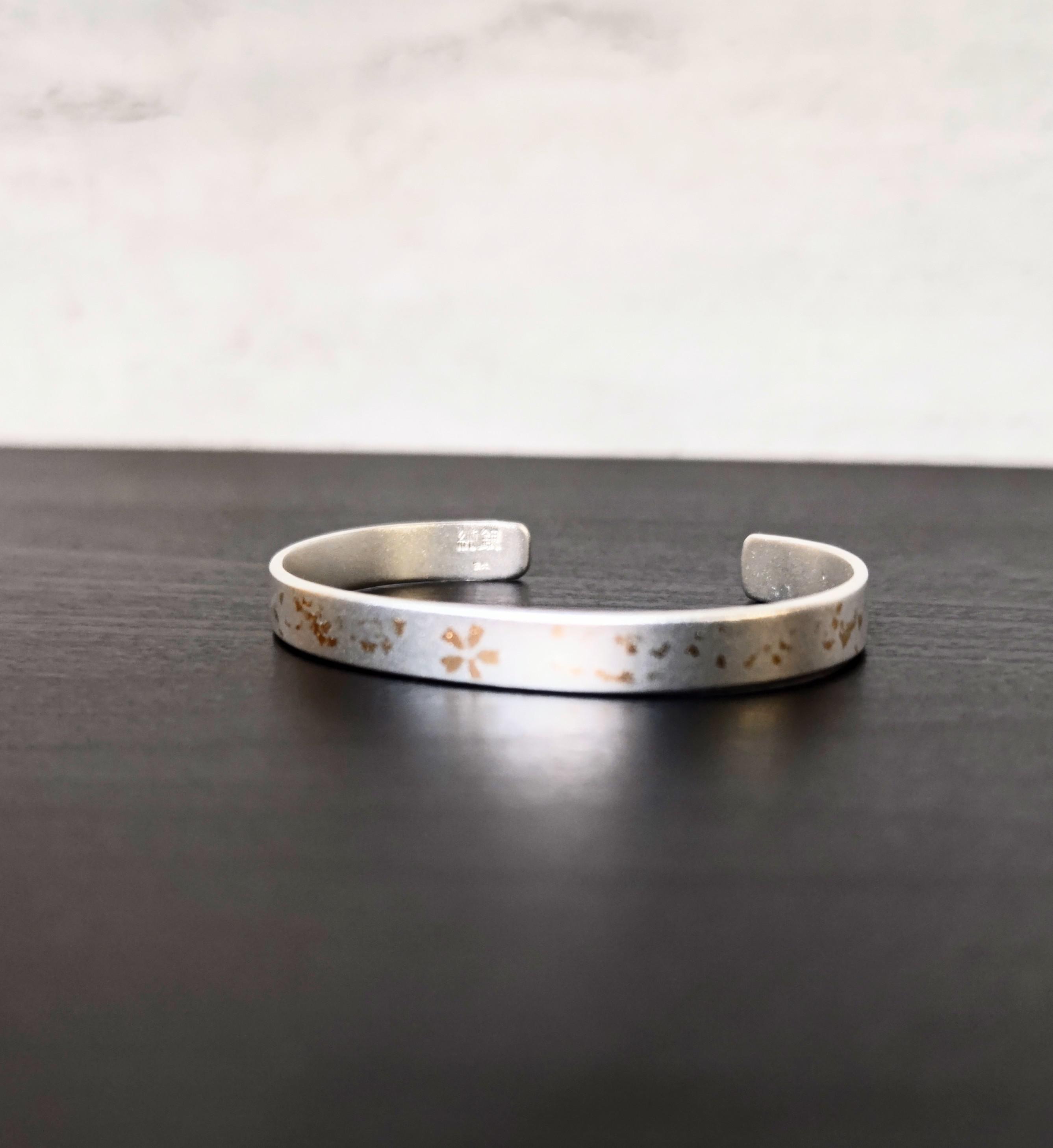 純銀製【桜】バングル k18ブレスレット 桜ハンドメイド2022 金属アレルギー対応純銀製