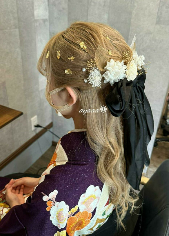 金箔 ウエディング 結婚式 色打掛 卒業式 髪飾り 成人式 和装 袴 前撮り 11枚目の画像