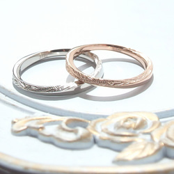 ～繊細な波影のペアリング～  ハワイアンジュエリー マリッジリング 結婚指輪 〈2本セット〉 1枚目の画像