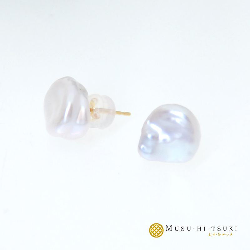 パール ピアス k18 真珠 淡水パール ケシパール ギフト 金属アレルギー