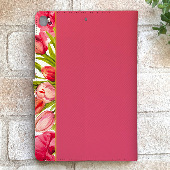 チューリップのiPadケース（フューシャピンク）  チューリップ 春 花 ipadケース タブレットケース 2枚目の画像