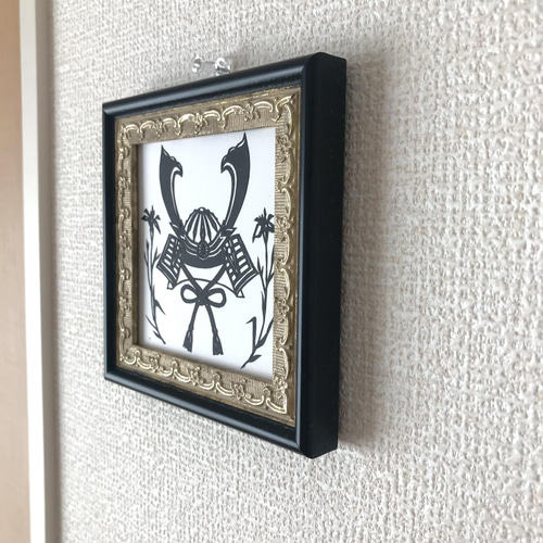 端午の節句 兜と花菖蒲 ミニ額縁作品 (原画) 切り絵 megane041 端午の節句 兜と花菖蒲 ミニ額縁作品 (原画) 切り絵 megane041