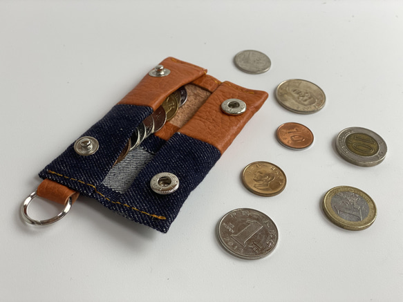 岡山デニムと革のコインケース 2枚目の画像
