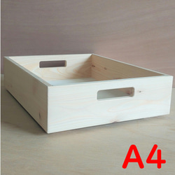 【在庫処分特価】-桧-　A4サイズ　高さS　スタッキング可 木箱 収納 ボックス 2枚目の画像