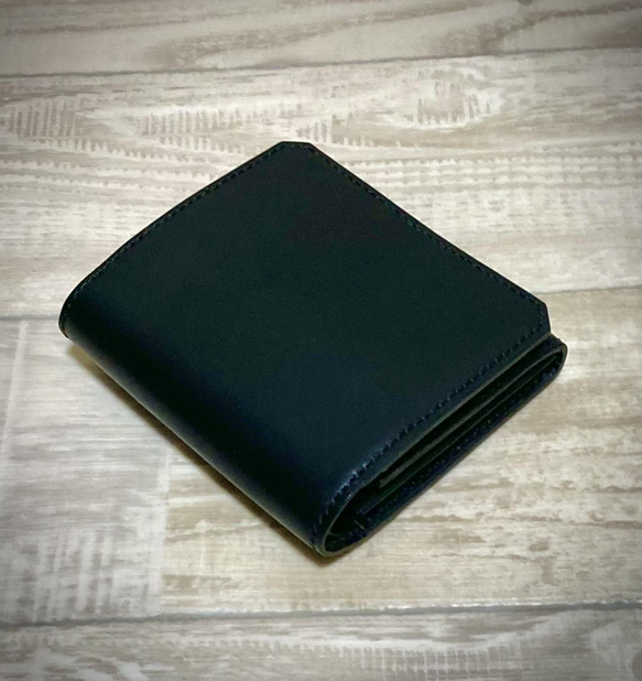 ☆拘りのコンパクト財布 CW2-BB（ブラック）☆本革・手縫い