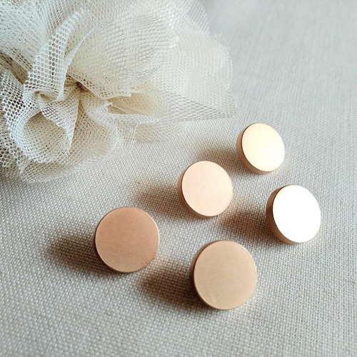 15mm フラット丸形メタルボタン マットゴールド10個 M61 ボタン  