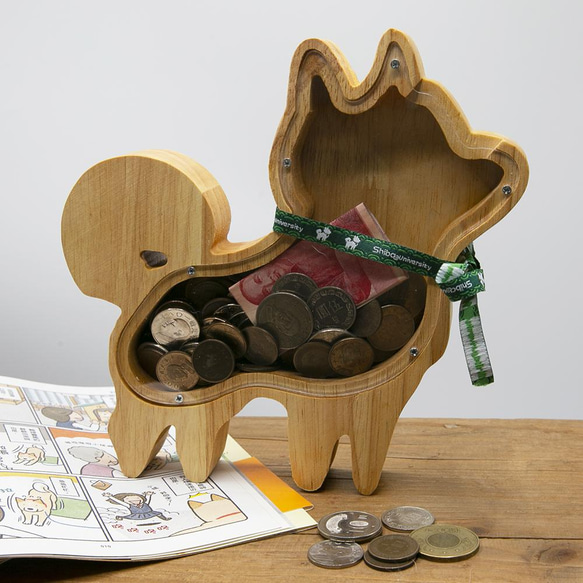 叮噹柴木質存錢筒 柴犬迷居家裝飾必備 精裝送禮 第1張的照片