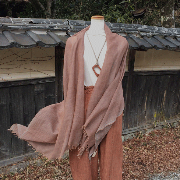 オーガニック播州織柿渋染めストールk25033