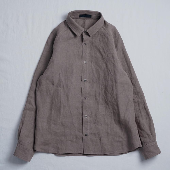 [S size] [Introduction] Linen Shirt Unisex shirt / 丁香茶 t034e-cja 第8張的照片