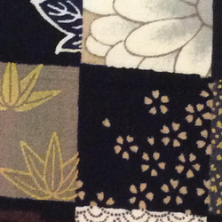 送料無料　マスク 立体 布マスク　ハンドメイド かわいい ねこ  猫 和柄 麻の葉 花柄 黒色系 (裏地白色)A 6枚目の画像