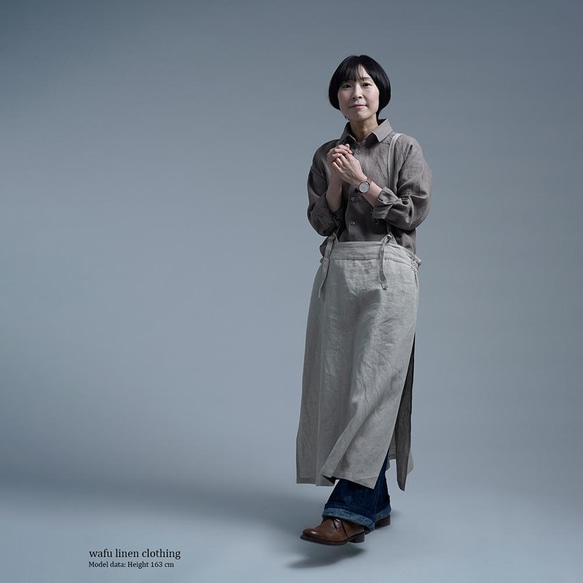 【Lサイズ】【入門編】 Linen Shirt 男女兼用シャツ / 丁子茶(ちょうじちゃ) t034e-cja2-l 5枚目の画像