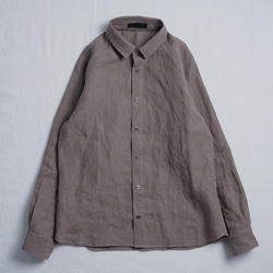 [L size] [Introduction] Linen Shirt Unisex shirt / 丁香茶 t034e-cja 第8張的照片