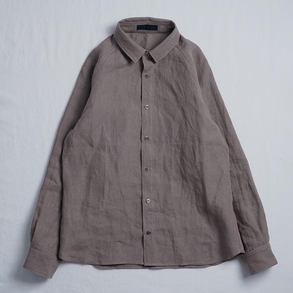 [L size] [Introduction] Linen Shirt Unisex shirt / 丁香茶 t034e-cja 第8張的照片