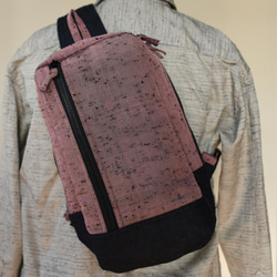 着物リメイク ピンクの節紬とデニムのワンショルダーバッグ 7枚目の画像
