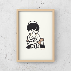 柴犬　豆柴【僕と犬】A4イラストポスター　犬　イラスト　うちの子 3枚目の画像