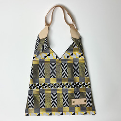 【Epidote】 African print × Real leather bag  Yellowgold 2枚目の画像