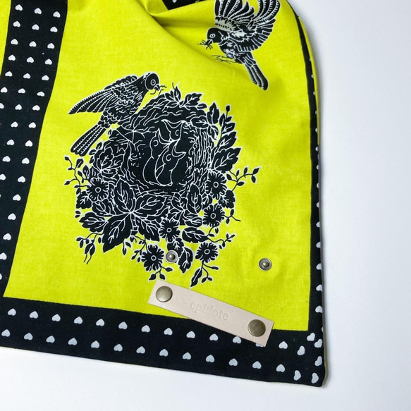 【Epidote】 African print × Real leather bag  Bird × Yellow 3枚目の画像