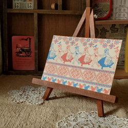 ポストカード「お裁縫」 3枚入　トリコロールな刺繍の図案 2枚目の画像