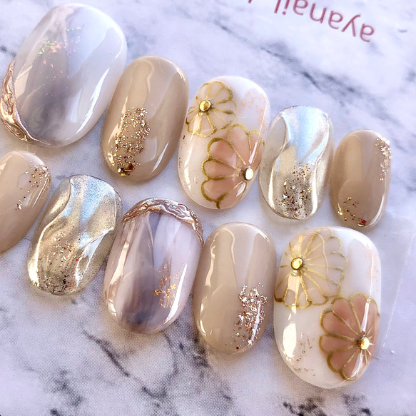 サイズオーダー 4900 ミルクティー ベージュ 和柄 菊 着物 振袖 成人式  