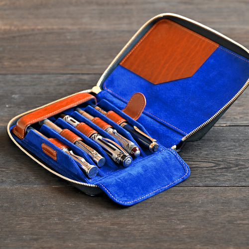 ラウンドファスナー万年筆ケース 仕切りタイプ カラーオーダー ペン