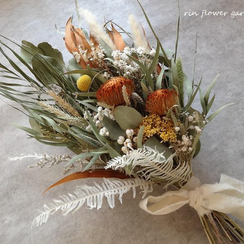 54cm 特大 オレンジ ユーカリ ネイティブ ワイルドフラワー