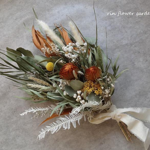 スワッグ　ワイルドフラワー　バンクシア　プロテア　パンパスグラス バンクシアとパンパスグラスのワイルドフラワースワッグ ドライ