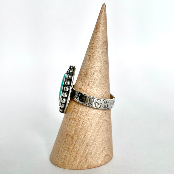天然石ターコイズビンテージ風シルバーリング　フリーサイズ１２号〜　〈送料無料〉SR-047 10枚目の画像