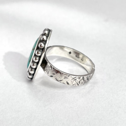 天然石ターコイズビンテージ風シルバーリング　フリーサイズ１２号〜　〈送料無料〉SR-047 7枚目の画像