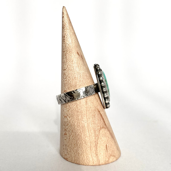 天然石ターコイズビンテージ風シルバーリング　フリーサイズ１２号〜　〈送料無料〉SR-047 9枚目の画像