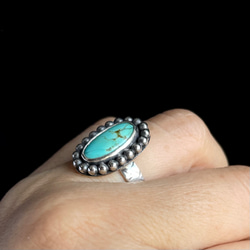天然石ターコイズビンテージ風シルバーリング　フリーサイズ１２号〜　〈送料無料〉SR-047 15枚目の画像