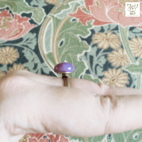 【フリーサイズ】シラス オパール リングS・赤紫B 4枚目の画像