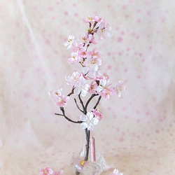 桜 ～ 薄紅色の満開桜（中）まるで本物の桜の様な桜インテリア・ガラス器と透明ジェルの桜フラワーインテリア・無料ラッピング 3枚目の画像