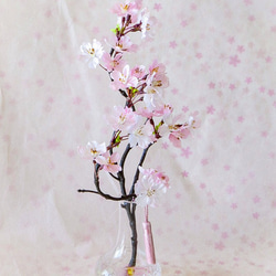 桜 ～ 薄紅色の満開桜（中）まるで本物の桜の様な桜インテリア・ガラス器と透明ジェルの桜フラワーインテリア・無料ラッピング 2枚目の画像
