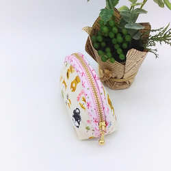 ミニポーチ☆柴犬と和菓子（ナチュラル）小銭入れ　イヤフォンケース 3枚目の画像