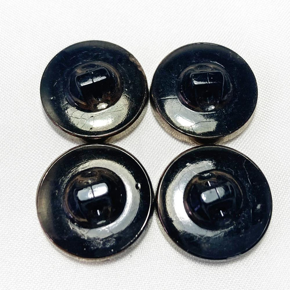 【送料無料】1930s チェコ製 4個 アンティーク ヴィンテージ ブラックガラス ボタン 素材 [EY7065] 3枚目の画像