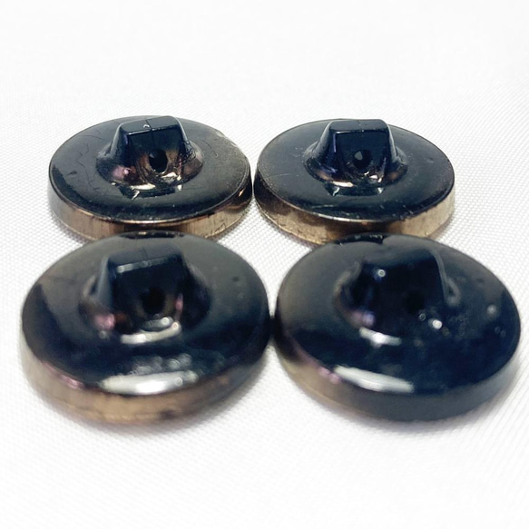 【送料無料】1930s チェコ製 4個 アンティーク ヴィンテージ ブラックガラス ボタン 素材 [EY7065] 4枚目の画像
