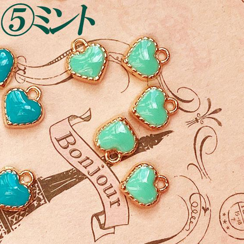 アンティークミニチャーム　20個 ミニハートチャーム8㎜20個（2種）選べる8色 チャーム HONEYBEETAIL