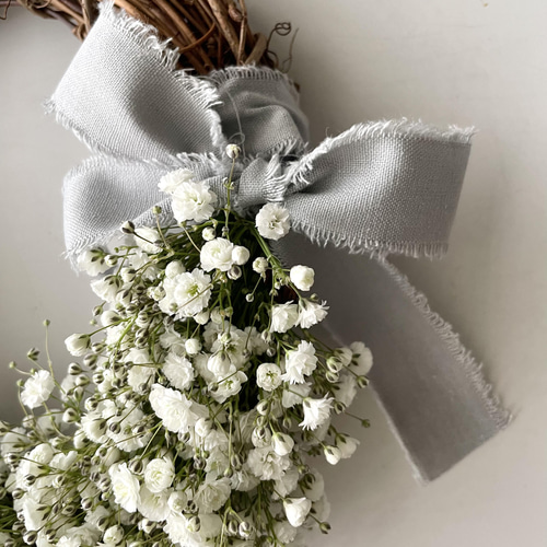 かすみ草のハーフリース リース MILLE FLEUR 通販 13324237｜Creema