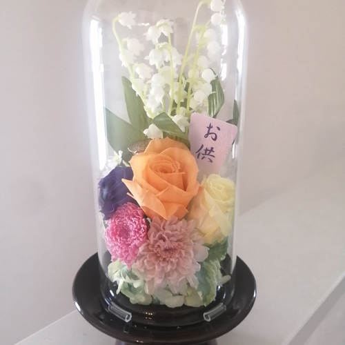 バラ アジサイ ブリザーブドフラワー 蓮花 クリスタルガラス お