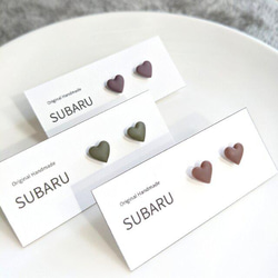 ニュアンスカラーハート　ピアス／イヤリング　樹脂ノンホールピアス・金属イヤリング・サージカルステンレスピアス　パーツ変更 6枚目の画像