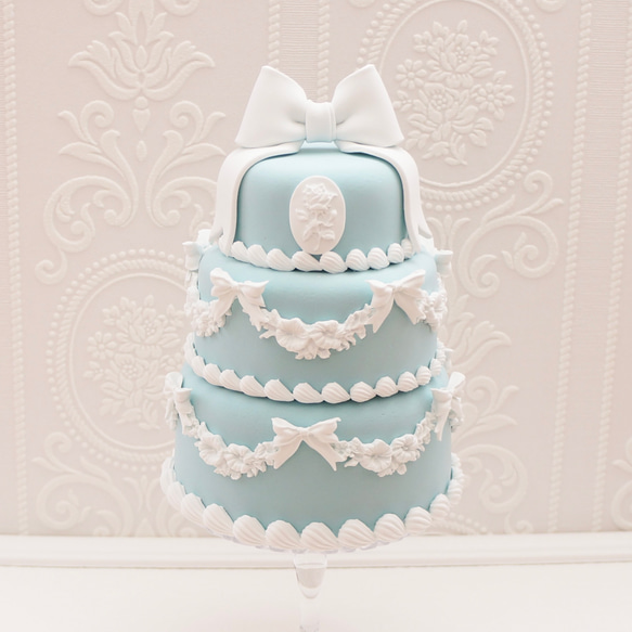 クラシカルりぼんクレイケーキ3段✳︎ミントグリーン✳︎色変更可
