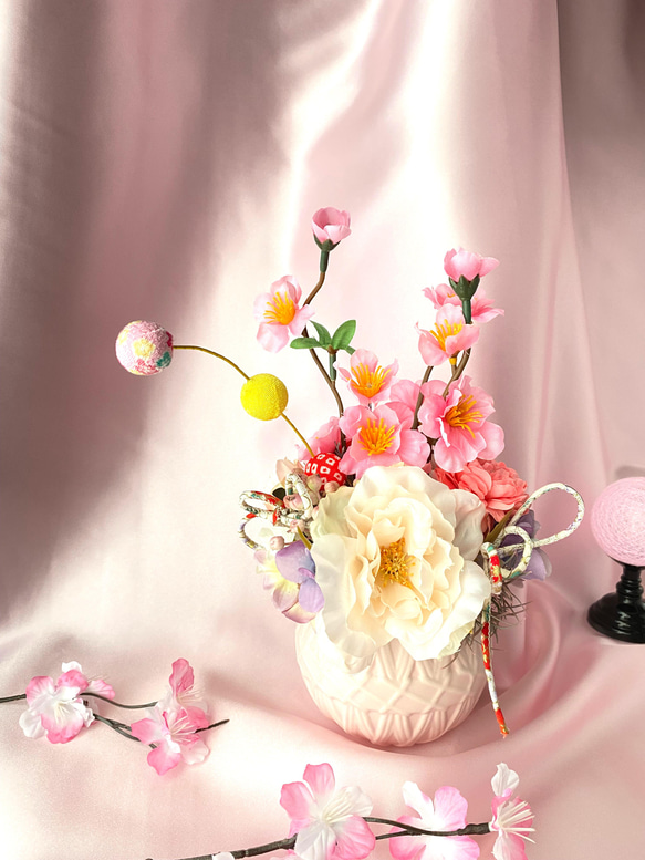 ひなまつり 桃の花アレンジメント アーティフィシャルフラワー アート